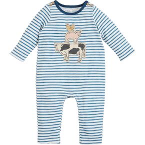 Mud Pie Unisex Baby Baby Boy Farm Friends Stripe 1pc;