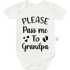Please Pass Me to Grandpa Bodysuits, First Time Grandpa Gifts Baby Items Cute Baby Newborn Cotton Bodysuit 0-24 Months