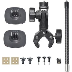 Fotoleey 360 camera Motorcycle Mount Bundle Heavy Duty Universal Clamp +Flexible Adhesive Mount with Extension Rod for Insta360 X4, X3, X2, Ace Pro, Ace, GoPro Hero 12