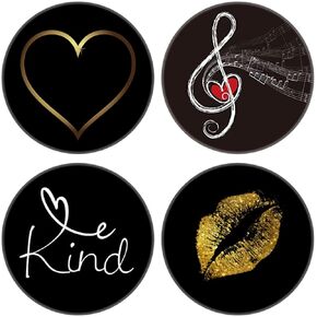 4 Pack Phone Grip,Cell Phone Holder for Smartphone,Finger Expanding Kickstand Stand - Rose Gold Heart Lip Black