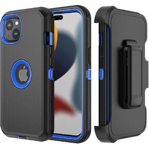 Phone Case for iPhone 15 Case,Heavy Duty Hard Shockproof Armor Protector Case Cover with Belt Clip Holster for Apple iPhone 15 6.1 5G 2023 Phone Case (Black)