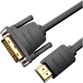 VENTION Bi-Directional HDMI to DVI Cable - High-Speed Male to DVI-D 24+1 Adapter - 1080P HD Converter for Xbox, PS4, Roku, Raspberry Pi - Supports PS5, PC, Projector, HDTV