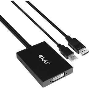 Club 3D CAC-1010 DisplayPort to DVI Dual-Link DVI-D Active Adapter for Your Monitor/Display USB A Powered 2560x1600 Resolution HDCP Supported NOT for Cinema Monitors Black