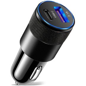 Car Charger 3.1A USB Type C PD Apple Android Cellphone Charging Automobile Adapter Medium Charging All Vehicle Cigarette Lighter Outlet Port Plug