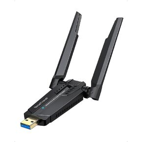 BrosTrend AXE5400 WiFi 6E USB Adapter, Tri-Band Long Range USB WiFi Adapter for Desktop PC Laptop 6GHz 2402Mbps + 5GHz 2402Mbps + 2.4G 574Mbps, Ultra-Low Latency WiFi 6 USB Adapter for Windows 11/10