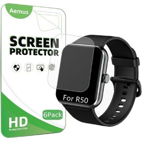 Screen Protector Compatible for IOWODO R50 Smart Watch 1.85" (6 Pack) Clear TPU Soft Film, Compatible for Blackview R50 Smart Watch
