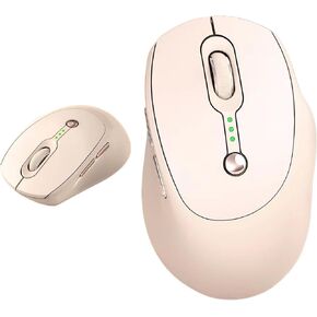 Wireless Gaming Mouse, Lightweight Silent Mouse, 2.4GH Wireless+Bluetooth Connection Dual Mode, 3-Speed DPI One Click Adjustment，Multi-Device Compatibility (Cream)
