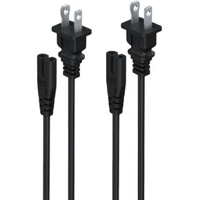 Universal 6ft AC Power Cord for Playstation 4, Playstation 5, Xbox One, and Xbox Series X (Pack of Two Cable)