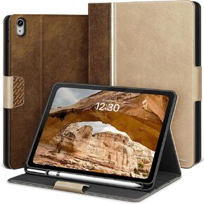 KingBlanc Case for iPad 10th Generation Case (2022,10.9-inch) with Apple Pencil Holder, Vegan Leather Protective Smart Stand Cover, Auto Sleep Wake, Multiple Angles for Viewing/Typing, Beige