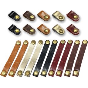 20 Pieces Leather Cable Straps Cable Organizer Cord Management Earphone Wrap Winder for USB Cable Headphone Wire, 2 Sizes