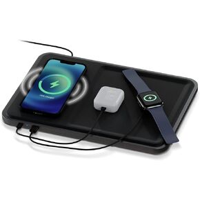 KeySmart ChargeTray Wireless Charging Tray - Valet Tray Charging Station - EDC Tray w Wireless Accessory Charger - Wireless Charging Pad for Multiple Devices
