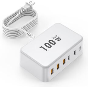 USB C Fast Charger 100W GaN 6 Port Type USB C Charging Station Hub Block USB C Wall Charger Power Strip Adapter Plug Cube Brick 3 USB C 3 USB A for iPad iPhone 15 14 13 12 11 Pro Max Pixel Galaxy S24