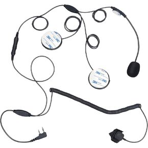 2 Pin Full Open Face Motorcycle Headset Ptt Mic Earpiece Helmet Kit Headphones with Mic for Baofeng Kenwood Retevis Walkie Talkie Intercom Communication