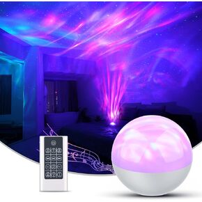 Galaxy Projector for Bedroom,Star Projector Night Light for Kids with White Noise and Bluetooth Music Speaker, Aurora Projector Remote Control & Timing Sky Starry Projector,Party,Home (White)