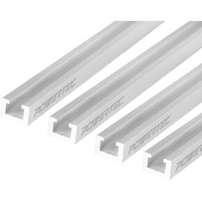 مسار T من الألومنيوم POWERTEC 71379-P4 عالي التحمل مقاس 48 بوصة | تركيب مسار فتحة T متخصص لمسمار سداسي 3/8 بوصة ومسمار POWERTEC T 1/4 بوصة -20 و5/16 بوصة -18، 4 PK