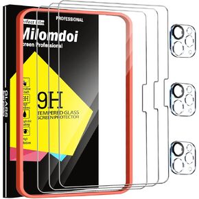 Milomdoi 3 Pack Screen Protector for iPad Pro 13 Inch 2024 7th Generation with 3 Pack Tempered Glass Camera Lens Protector, 9H Tempered Glass, Case Friendly, Suitable for Face ID Apple Pencil