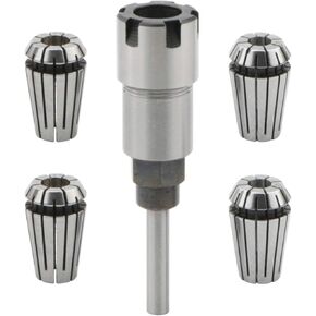 5PCS Collet Set, 1/4 Shank Router Collet Extension Chuck Converter Adapter Collet Chuck Driver Adapter with 2 ER16-6.5 & 2 ER16-8 Collets for Lathe CNC Router Cutter Milling Bit