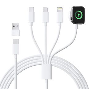 4 in 2 Multi Charging Cable for Apple Watch Charger USB C, 3FT iPhone and Watch Charger Cable iWatch Charger Fast Charging Magnetic Charging Cord for Apple Watch 9 8 7 6 SE Ultra,iPhone 15 14 13 12 11