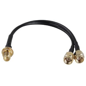 RP-SMA Female Bulkhead Mount to Dual RP-SMA Male Antenna Extension Cable WiFi Antenna Adapter Splitter Cable RG174 15cm/6 inch for Wireless Network Router Hotspot Modem WiFi USB Adapter