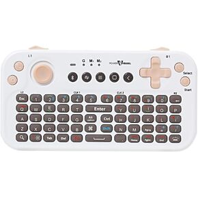 Bluetooth Pocket Keyboard with Jog Mouse and Audio, White, Remote Wireless Controller Compatible with Smartphone, Laptop, Tablet, Nvidia Shield TV, Xiaomi TV Stick, Mi Box, Fire TV