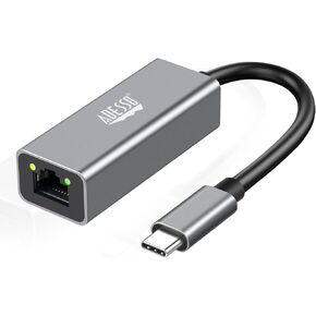 Adesso AUH-5000 USB-C to Ethernet Network Adapter - Gigabit Speed, Aluminum Alloy Case, LED Indicator, Plug & Play, Compatible with Windows, Mac OS, Chrome OS, Linux - TAA Compliant