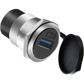 USB3.0 Female-to-Female Threaded Adapter - 5Gbps High-Speed Waterproof & Dustproof USB Converter, Round Data Connector Mount for Efficient Data Transfer and Charging Silver