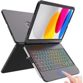 FUWANG Touch Keyboard Case for iPad 10th Generation (10.9 Inch, 2022), iPad 10th Generation Case with Keyboard, 360° Rotatable Multi-Touch Backlit Keyboard for iPad 10th Generation (Blue)
