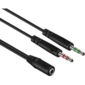 مقسم سماعة الرأس للكمبيوتر الشخصي 3.5 ملم أنثى إلى ثنائي 3.5 ملم ذكر ميكروفون ستيريو جاك Y كابل مقسم محول سماعة الرأس سلك Aux، مناسب لسماعات الألعاب/الهاتف الذكي إلى مقبس مزدوج للكمبيوتر المحمول والكمبيوتر المكتبي in Kuwait