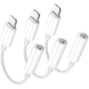 3 Pack Lightning to 3.5 mm Headphone Jack Adapter for iPhone Apple MFi Certified iPhone Dongle AUX Audio Adapter Headphone Jack Converter Compatible with iPhone 14 13 12 11 XS XR X 8 7 iPad iPod