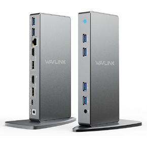 WAVLINK USB C Docking Station Dual Monitor, 14-in-1 DisplayLink Laptop Docking with Dual 5K HDMI & DP, 1000Mbps Ethernet, 6 USB 3.0, Audio&Mic, Compatible with Mac M1/M2/Intel, Dell, HP, Surface
