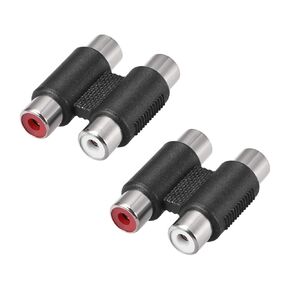 uxcell RCA 2 Female to 2 Female Connector Stereo Video Cable Adapter Coupler Black 2Pcs