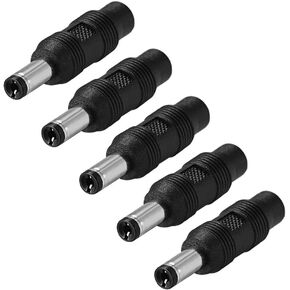 uxcell 5pcs DC Power Connector Adapter 5.5mm x 2.1mm Male Plug to 3.5mm x 1.35mm Female Jack Converter for Laptop CCTV Camera strip lighting Black