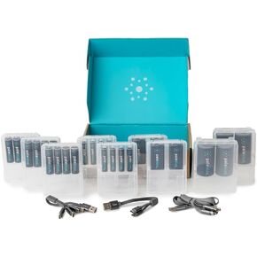 USB-C Rechargeable Batteries Home Conversion Kit by Pale Blue with AAA, AA, 9V, and D Battery Types for Sustainable Living