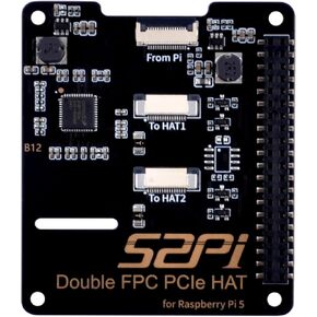 GeeekPi Dual FPC PCIe HAT for Raspberry Pi 5, B12 HAT 1 to 2 PCIe Interface with 40Pin GPIO Pin Header for Raspberry Pi 5