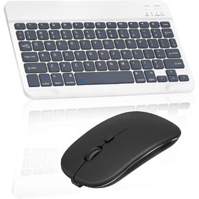 Rechargeable Bluetooth Keyboard and Mouse Combo Ultra Slim for Amazon Fire HD 8 Plus (2020) and All Bluetooth Enabled Android/PC-Baby Pink Keyboard with Baby Pink RGB LED Mouse