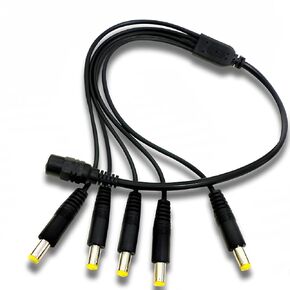 OOSSXX 1 Male to 5 Port Female Way DC Power Splitter Cable 5.5 x 2.1mm Plug for Security Cameras LED Light Strip