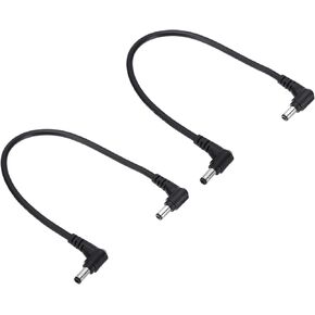 PATIKIL 1Ft 5.5 x 2.1mm Male to Male DC Power Cable, 2Pcs 18AWG Wire Adapter 90 Degree Right Angle Connector Cord for LED Strip DVR Router Surveillance Camera