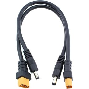 Maxmoral 2pcs 30cm XT60 Adapter Cable XT60 Male Bullet Connector to Male DC 5.5x2.1mm Power Cable for Fatshark Skyzone FPV Monitor Power