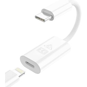 كابل محول الصوت USB C إلى Lightning USB من النوع C ذكر إلى Lightning أنثى محول سماعات الرأس متوافق مع iPhone 15 iPad MacBook USB C Phone إلى Lightning للمكالمات، ودعم الشحن والمزامنة