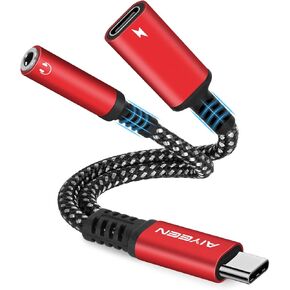 2-in-1 USB C to 3.5mm Headphone and Charger Adapter, USB C PD 3.0 Quick Charging Port to Aux Audio Jack & 60W Fast Charging Dongle Cable Compatible with Google Pixel, Samsung Galaxy (Black)