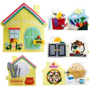 MOVEBO- Quiet Book Baby Book Fabric Book Busy Book Fun Interactive Book for Toddlers 1-3 Years Old, Development and Montessori Toy (Kitchen Story)