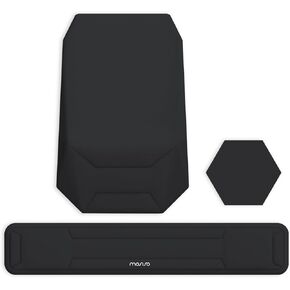 MOSISO PU Keyboard Wrist Rest&Ergonomic Slope Design Mousepad Wrist Support&Coaster, Geometric Shape Wrist Rest Non-Slip&Pain Relief Easy Typing Cushion with Memory Foam for Home Office, Black