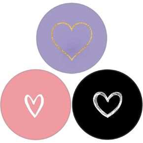 3 Pack Universal Cell Phone Stand Compatible with Socket for iPhone Grip & Holder, 360° Rotation -Love pink purple black classic color geometry