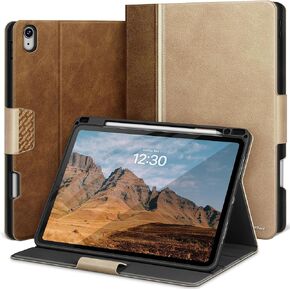حافظة KingBlanc لجهاز iPad Air مقاس 13 بوصة (2024، M2) مع حامل أقلام رصاص من الجلد النباتي، حافظة ذكية، تنبيه/غفو تلقائي، زوايا متعددة للعرض/الرسم، غطاء واقٍ مع إغلاق مغناطيسي، أسود
