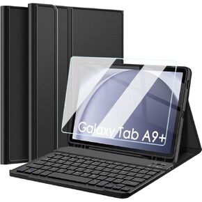 Keyboard Case with Screen Protector for Samsung Galaxy Tab A9+ / A9 Plus 11 Inch 2023 (SM-X210/X216/X218), Magnetically Detachable Wireless Bluetooth Keyboard with Slim Stand Cover