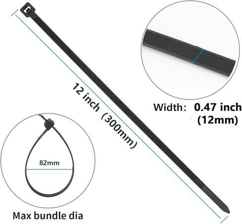 50 قطعة من أربطة الرمز البريدي مقاس 20 بوصة بقوة 450 رطلًا وقوة الشد شديدة التحمل ومقاومة للأشعة فوق البنفسجية مع أربطة عنق من النايلون ذاتية القفل للأماكن الداخلية والخارجية (أسود) in Kuwait