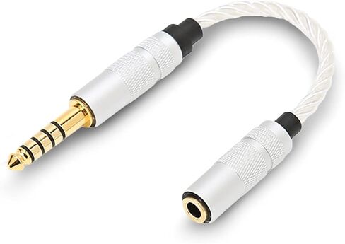 4.4mm Male to 3.5mm Female Headphone Adapter, Silver Plated 4.4mm Balanced to 3.5mm Stereo Adapter Cable Headphone Jack Converter Cord for NW‑ZX300A NW‑WM1 in Saudi Arabia