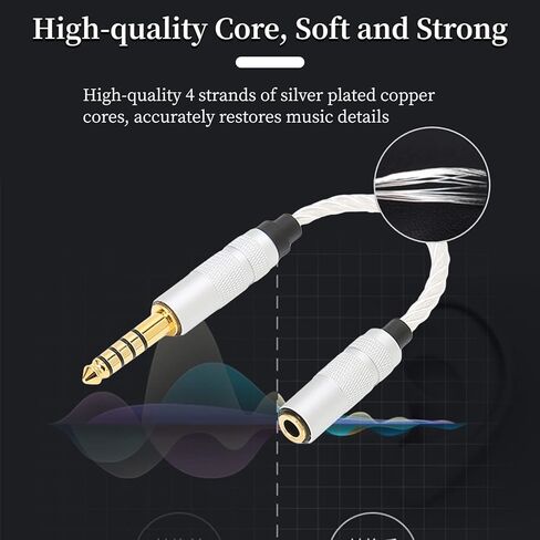 4.4mm Male to 3.5mm Female Headphone Adapter, Silver Plated 4.4mm Balanced to 3.5mm Stereo Adapter Cable Headphone Jack Converter Cord for NW‑ZX300A NW‑WM1 in Saudi Arabia