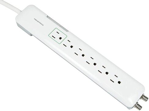 Monoprice Power & Surge - 6 Outlet Slim Surge Protector Power Strip With Coaxial Line Protection - 4 Feet - White | Cord UL Rated 1,080 Joules With Protected Light Indicator in Saudi Arabia