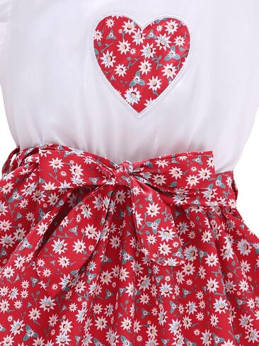 MakeMeChic Girl's Ditsy Floral Dress Ruffled Sleeveless Crew Neck Belted A Line Swing Cute Short Dress in Saudi Arabia
